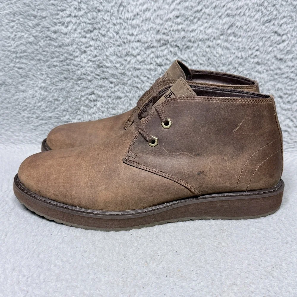 LL Bean‎ Stonington Mens Size 9 Chukka Boots Brown Oiled Leather Lace Up 511441